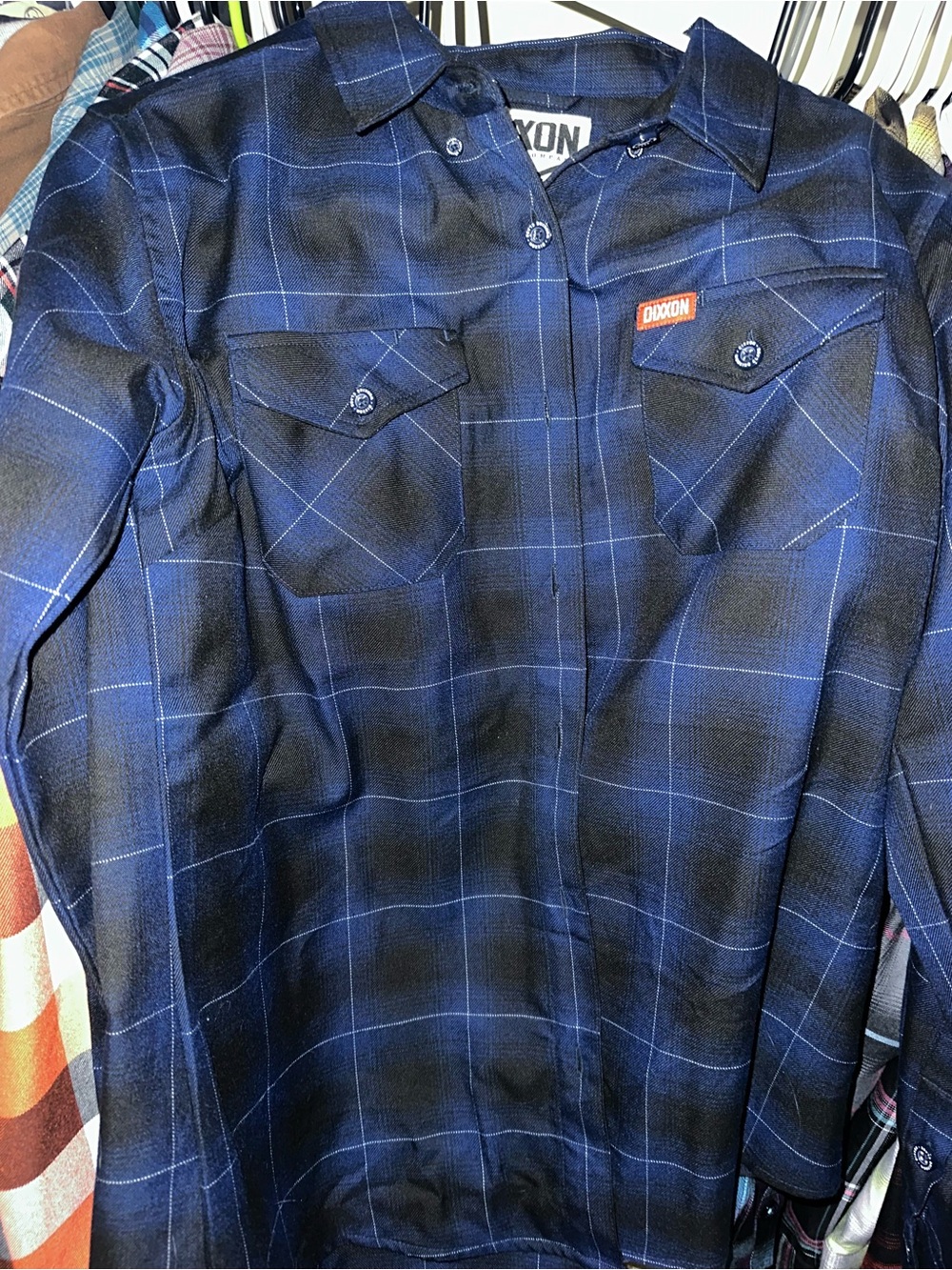 Dixxon Women’s Large Blue Plaid Flannel Shirt